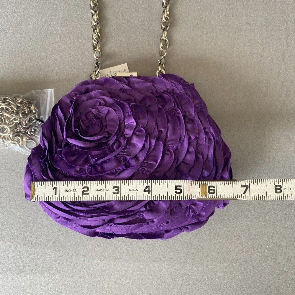 NWT White House Black Market Purple Rosette Floral Clutch Chain Bag Convertible - Picture 8 of 12